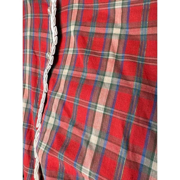 VTG Stir-ups Western Cowgirl Button Shirt Made In USA Red Plaid Ruffle Gold L - Picture 4 of 6